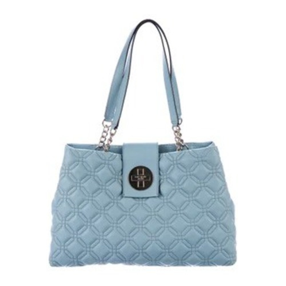 kate spade Light Blue Quilted Tote with Chain Handles